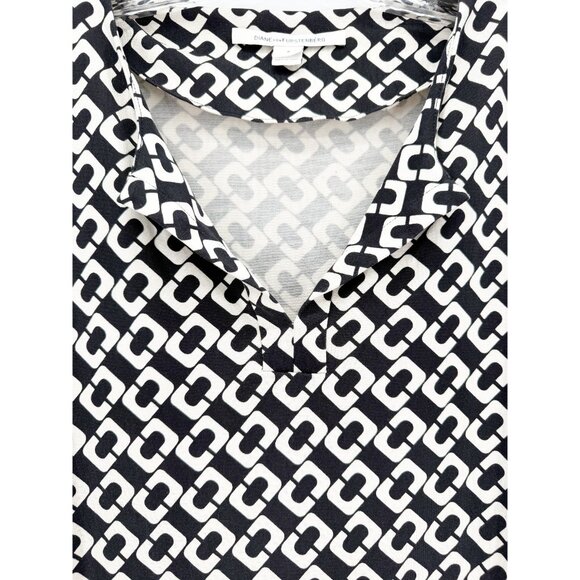 Diane Von Furstenberg DVF Reina 100% Silk V-Neck Retro Chain Link Dress Size 8 - Picture 3 of 15